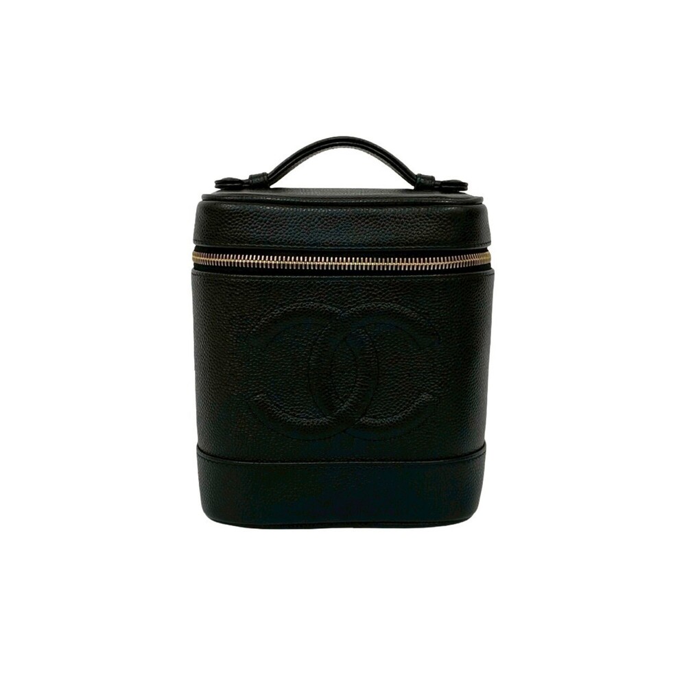 CHANEL Black Caviar Leather Logo Vanity Bag - Picture 1 of 10